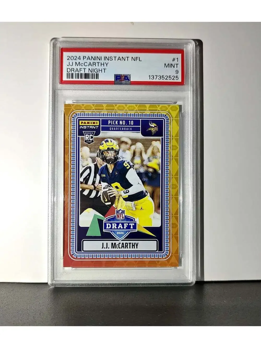 J.J. McCarthy 2023 Panini Instant Draft Night #NFLDN-1 PSA 9 Mint